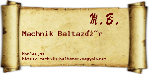Machnik Baltazár névjegykártya